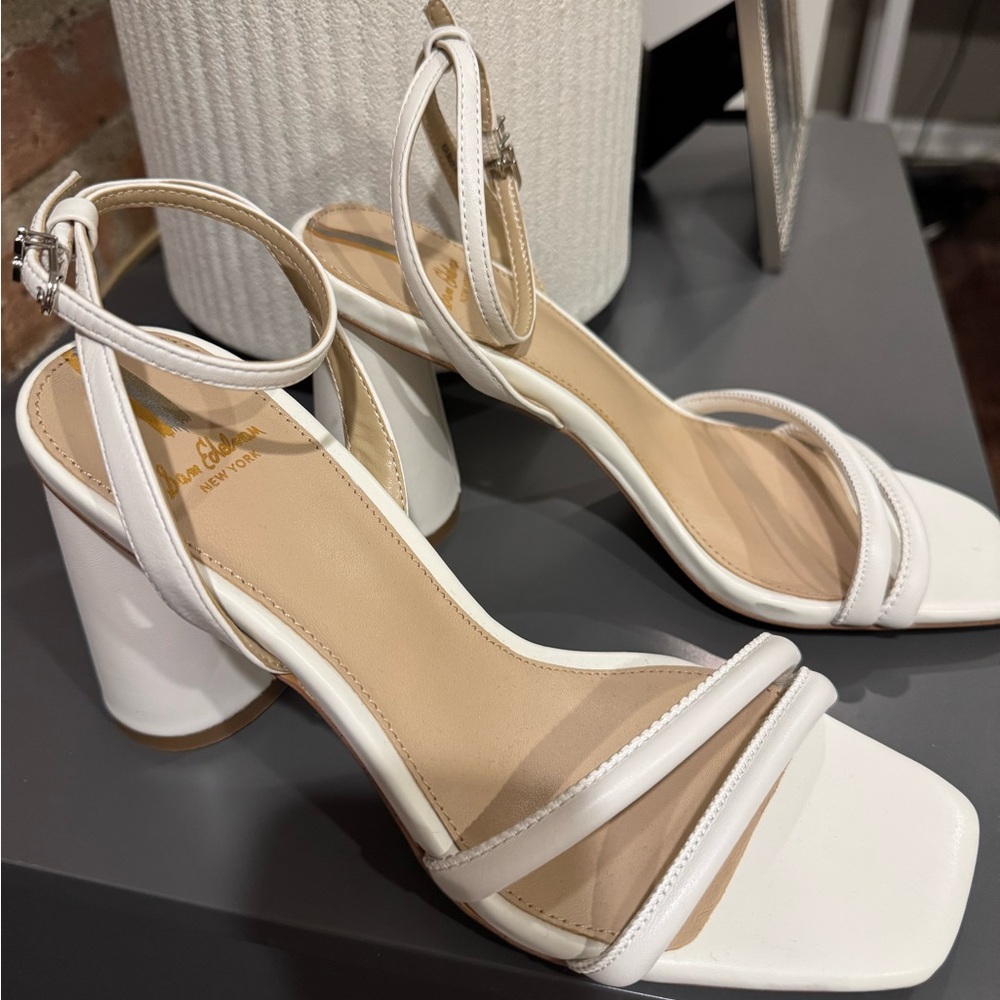 Elegant White Block Heel Sandals